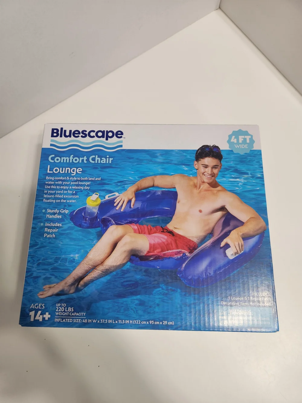 Bluescape Comfort Chair Lounge - Blue Inflatable Pool Seat chair - Picture 2 of 3